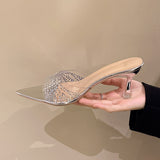 Transparent Water Drill Fine And Cool Drag 2025 New Large-Size Spring And Summer New Solid Color Square Head High And Slippers Female HZ0115