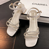 Water Drill Sandals In Women's Sandals 2025 Summer New Thick Heel With Buckle Fairy Wind Toess Sandals HZ0115