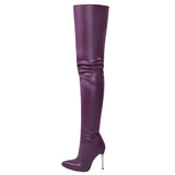 Xiyin Winter New Sexy Pointed Side Zipper Patent Skin Fine High Heel Knee Boots Large Size Leather Boots HZ0115
