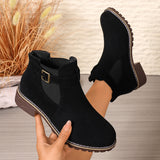 Vintage Short Boots Women's New Short-Box Retro Coarse And Flat-Bottomed Martin Boots Side Zipper British Style Women's Boots HZ0115