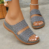 Large-Size Hollow Flowers One-Word Slippers Women In The Summer Of 2025 New Leisure Thick Bottom Slope And Cold Slippers Women HZ0115