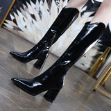 2025 New White Boots Women High And Knight Boots Coarse And Pointed Long Boots West Boots V Mouth 8Cm High Boots HZ0115