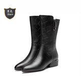 2025 New Autumn And Winter Boots Children Thick Heeled Boots Soft Leather Women's Shoes Winter HZ0115