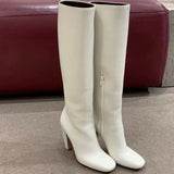 Three Three Round Head Thick And White High Barrel Boots Women 2025 Autumn And Winter New Super High Heel Thin But Knee HZ0115
