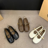 Korean Fairy Wind Word-Type Buckle With Lazy Shoes 2025 Net Red Fried Street High Value Light Mouth Anti-Slip Single Shoes HZ0115