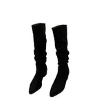 Sharp-Headed High-Heeled Kaqi Heap Boots Boots Women's Shoes 2025 New Spring And Autumn Winter Thin Long-Sleeve Knight Boots HZ0115