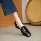 Small Leather Shoes Female British Wind 2025 Spring And Autumn New Coarse Heel Single Shoes One Foot Pedalle Shoes Women's Heel HZ0115