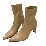 Anaokbos/ Shoreside Gentle High-Sense High-Skinned High-Legged Boots Girl Soft Skin Skin Skin Short Boots Women Spring And Autumn Boots HZ0115