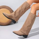 2025 New Autumn And Winter Sharp Western Cowboy Knight High Boots Women Retro Embroidered Long Boots Trouser Boots HZ0115