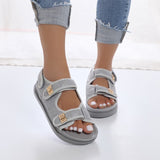 Large-Size Thick-Bottomed Magic Sandals Women's Small Fragrant Pine Pastry Bottom One-Character Beach Sandals HZ0115