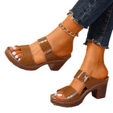 Large-Size High-Heeled Women Cool Drag 2025 Summer New Coarse And Fish Mouth Socket Foot Slippers Women HZ0115