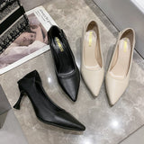 Non-Tired High Heels Fine Heel 2025 New French Commuting Work Career Black Single Shoes Soft Leather Women's Shoes Spring HZ0115