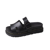 2025 New Large-Size Slippers Women Thick-Bottomed A Buckle Solid Color Casual Cold Slippers Women HZ0115