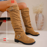 2025 Fashion Autumn And Winter New Women Folded Western Cowboy Round Head Mid-Clinity Women's Boots HZ0115