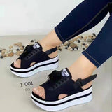 2025 New Pine Cake Bottom Fish Mouth With Magic Stick With Large-Size Casual Women's Sandals HZ0115