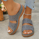 Large-Size Hollow Flowers One-Word Slippers Women In The Summer Of 2025 New Leisure Thick Bottom Slope And Cold Slippers Women HZ0115