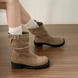 Vintage British Style Coarse And Martin Boots 2025 Autumn And Winter New Thin Pile In The Boots Sleeves Short Boots HZ0115