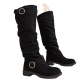 2025 Fashion Autumn And Winter New Women Folded Western Cowboy Round Head Mid-Clinity Women's Boots HZ0115