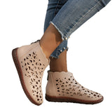 Spring And Summer 2025 New Round Head Hollow Shoes Women Fashion Zipper Retro National Style In The Middle Of The Cool Boots HZ0115