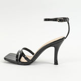 161-325 Ms. High Heel Sandals Square Head Thin Heel Buckle Fashion Style Simple High Heels HZ0115