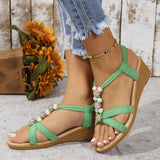 Poe Heel Sandals Women 2025 Summer New Korean Version Of Bohemian Pines Tight-Le-Sleeve Fish Mouth Roman Sandals HZ0115