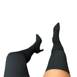 Autumn And Winter Sharp Head Thick And Knitted Knee Boots Women Large Size Elastic Wool Socks Long Boots HZ0115