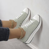 Large-Size Casual Single-Shoe Women 2025 Spring And Autumn New Round Head Tie With Thick Bottom Low Help Canvas Single Shoes HZ0115