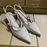 ZA2025 Spring New White Tip Slope And Low Heel Fashion Women's Shoes HZ0115
