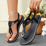 2025 Summer Small Sandals Lady Flat-Bottomed Large Sandals Simple Toe Beach Sandals Wearing Temu HZ0115