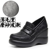 High-Poe And Soft-Soled Thick-Soled Lod Shoes Women's Slope With English Wind One-Legged Leather Shoes Mother Small Leather Shoes Deep Mouth Single Shoes HZ0115