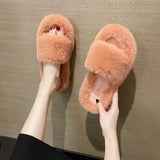 Fairy Hairy Slippers Women 2025 Autumn And Winter New Hairy Home Outside The Bottom Of The Wearing Plush Slippers HZ0115