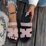 2025 New Large-Size Slippers Women Thick-Bottomed A Buckle Solid Color Casual Cold Slippers Women HZ0115