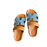 2025 Summer New Thick Bottom Cool Slippers Large-Size Magic Sticker Outside Wearing Casual Women's Shoes HZ0115