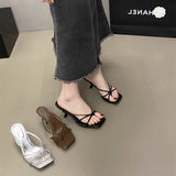 French Evening Wind Clip Cool Slippers Women Wear The 2025 Summer Design Silver Fine Belt High And Cool Drag HZ0115