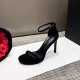 2025 New Summer Net Red High Heels With Sexy 12Cm Fine And Silver Waterproof Table Sandals Woman HZ0115