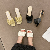 2025 Spring And Summer New High-Heded One-Word Slippers Women's Head Lazy Half-Fashion Folds Wearing Sandals Children HZ0115