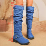 New Folded Boots Women's Belt Buckle Boots But Knee Pile Boots Thick And Thin Cylinder HZ0115