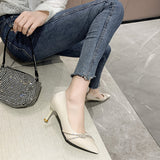 2025 New Tip-Tip Fine Heel Late French Style Non-Tiring Temperament Single-Shoe Lady Fashion Black Professional High Heels HZ0115