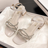 Water Drill Sandals In Women's Sandals 2025 Summer New Thick Heel With Buckle Fairy Wind Toess Sandals HZ0115