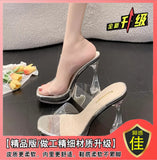11Cm Ultra-High Heels T-Model Show Show Shoes Transparent Crystal Cool Tug Fish Mouth Waterproof Table Coarse Heel Sandals HZ0115