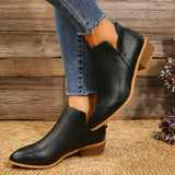Sharp-Headed Coarse And Short-Sleest Women In Spring 2025 New Large-Size Zipper Fashion Comfortable Martin Boots HZ0115