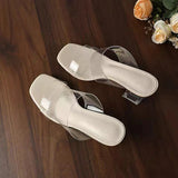 2025 New Female Drag Fairy Outside The Wind Wearing Crystal Heel Fashion Shoes Transparent Word With High Heels Coarse Sandals HZ0115