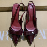 ZA 2025 New Women's Shoes Red Bow Bows High Heels Tips Shallow Stumbling M¨¹ller HZ0115