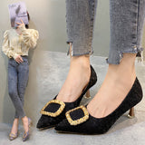 Source Of High Heel Shoes Women's Fine Black Working Shoes Tip Single Shoes 2025 Autumn Fashion HZ0115