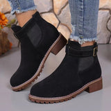 Autumn And Winter New Lady Martin Boots Loose Belt Buckle Round Head And Mid-Sleet Women's Shoes HZ0115