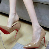 Black High-Heeled Women's Fine Heel 2025 Spring And Autumn 2025 New Red Primer Leather Tip Sexy Royal Sister Nude Work Single Shoes HZ0115