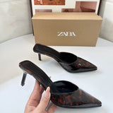 ZA New 2025 Summer French High Heel Fine Tip Behind The Empty Bag Show Off Fashion Fashion Wearing Sandals HZ0115