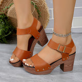 High-Heeled Sandals Women 2025 Summer New Fashion With Fish Mouth Coarse Belt Buckle Thick-Soled Sandals HZ0115