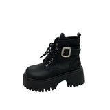 Martin Boots Women's Thick Background Increased In 2025 New Autumn And Winter Retro Locomotive Boots Small Thick And Short Boots HZ0115