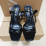 ZA2025 New Niche Leather Cat With Exposed Toe Sandals Women French Retro Simple Thin Tie Shoes HZ0115